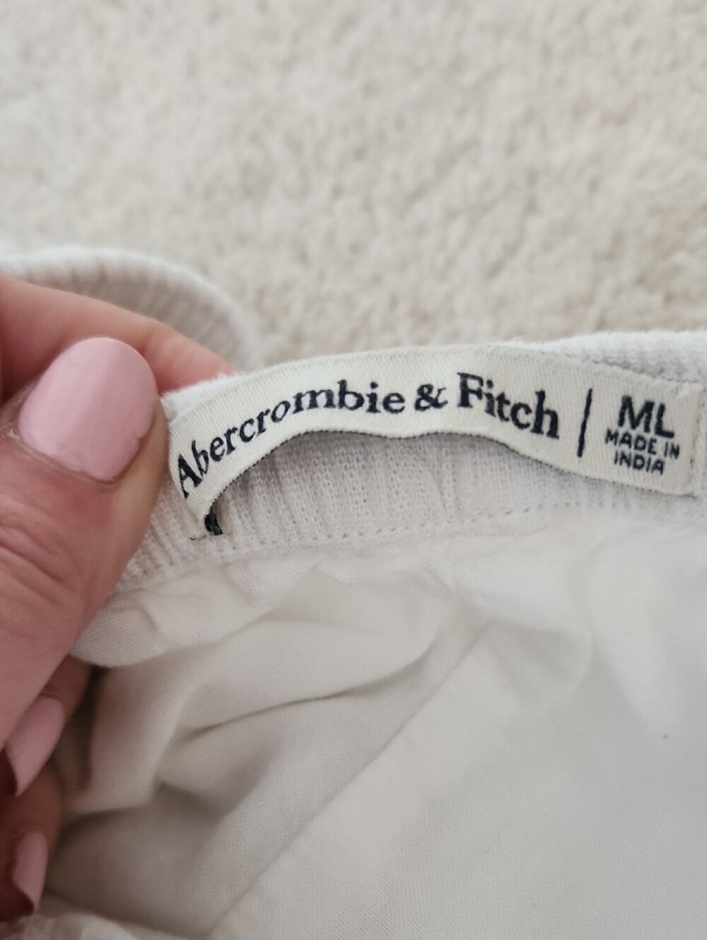Abercrombie & Fitch Men's White Drawstring Sweatpants - Picture 2 of 3